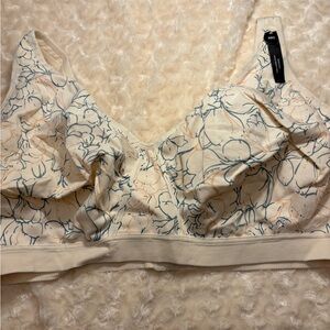 Olga Cream and Blue Floral Bra